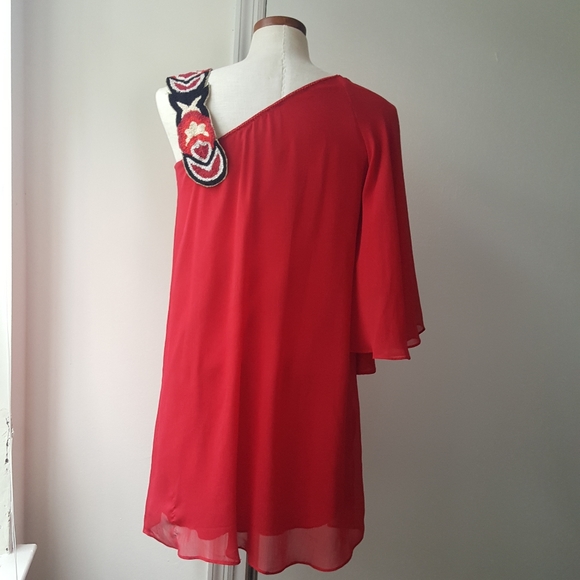 Judith March One Sleeve Red Tunic - Picture 2 of 12
